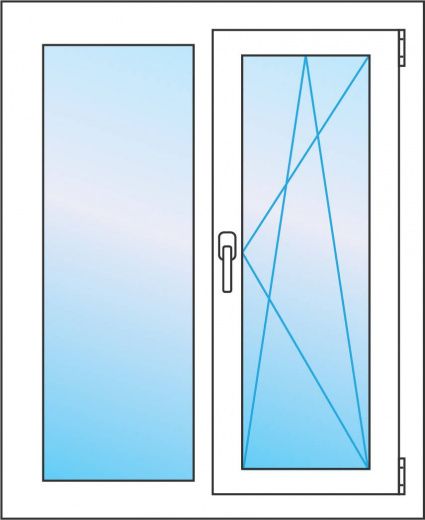 Двухстворчатое окно 1170*1200. Одна створка. Профиль WHS 60
