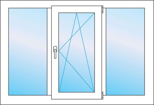 Трехстворчатое окно 1800*1400 из профиля Veka Proline 70. Одна створка